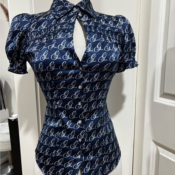 Guess Tops - Vintage Guess Navy Blue Button Down Shirt